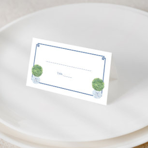 Tarjeta De Asiento Evento mixto clásico de clave griega azul topiana