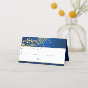 Tarjeta De Asiento Evento Musical Hearts Blue and Gold