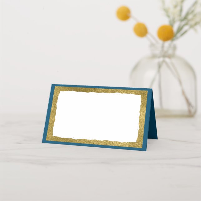 Tarjeta De Asiento Evento simple elegante de Fiesta de oro azul (Reverso)