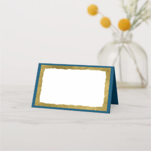 Tarjeta De Asiento Evento simple elegante de Fiesta de oro azul