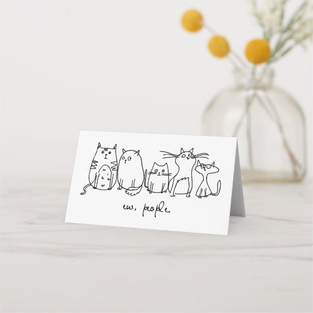 Tarjeta De Asiento Ew, People Funny Meowy Cat Aovers (Anverso)