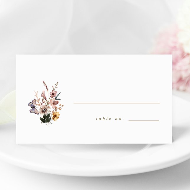 Tarjeta De Asiento Fall Wildflowers Bouquet Boda Escort Card (Subido por el creador)