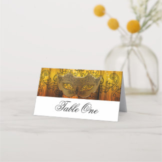 Tarjeta De Asiento Fancy Gold Masquerade Escords