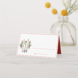 Tarjeta De Asiento Fancy Holiday Silverware Merry Christmas
