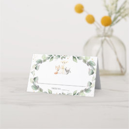 Tarjeta De Asiento Fantasía de animales de Woodland Green Baby Shower