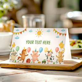 Tarjeta De Asiento Farmyard Animals Birthday Party Food Tent