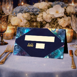 Tarjeta De Asiento Fases lunares celestiales de boda galáctica modern