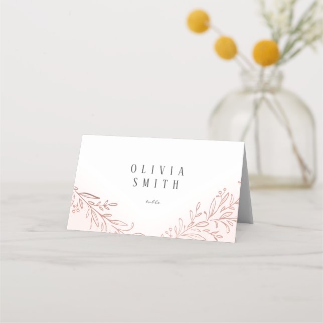 Tarjeta De Asiento Faux Gilded rosa oro botánico elegante boda (Anverso)