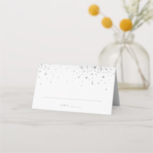 Tarjeta De Asiento Faux Relieve metalizado plateado Confetti Dots Ele