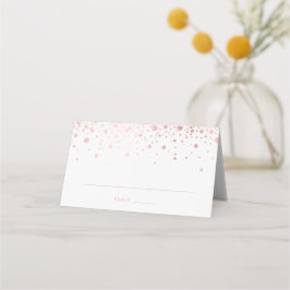 Tarjeta De Asiento Faux Rosa Relieve metalizado dorado Confetti Dots