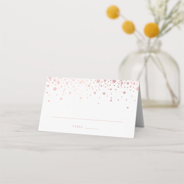 Tarjeta De Asiento Faux Rosa Relieve metalizado dorado Confetti Dots  (Anverso)