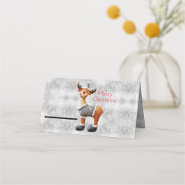 Tarjeta De Asiento Feliz alce de Navidad con un gorra