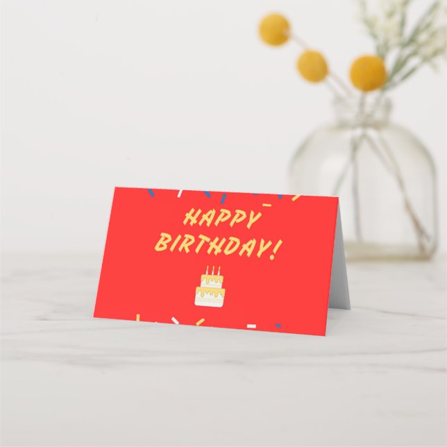 Tarjeta De Asiento Feliz cumpleaños en rojo (Anverso)