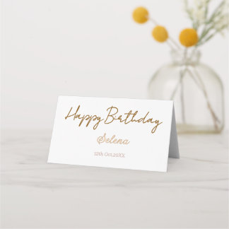 Tarjeta De Asiento feliz cumpleaños nombre fecha marrón púrpura paste