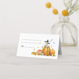 Tarjeta De Asiento Feliz Halloween Personalizado lindo Witch Mouse