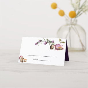 Tarjeta De Asiento Feliz Macaron Elegante Violeta Floral Moderna