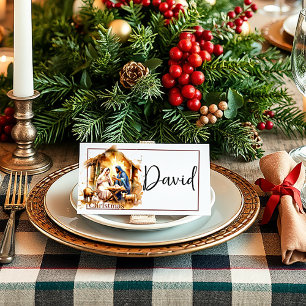 Tarjeta De Asiento Feliz Navidad Natividad