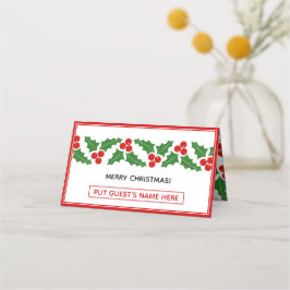 Tarjeta De Asiento Feliz navidad santa frontera de berry plegada esco