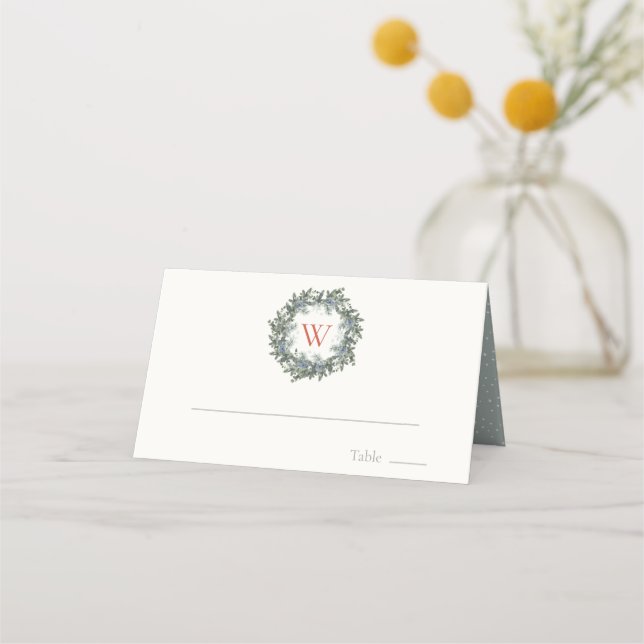 Tarjeta De Asiento Festividad de los Navidades de monograma de la flo (Anverso)