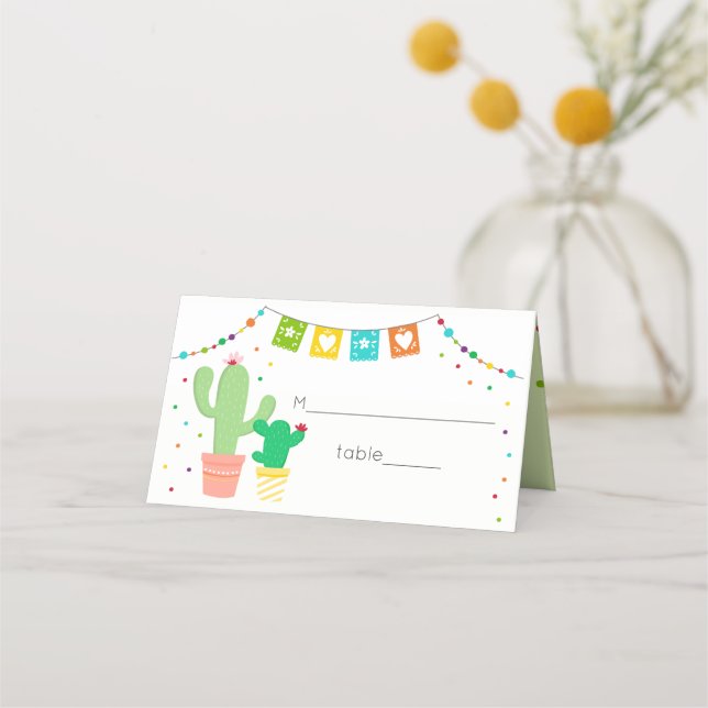 Tarjeta De Asiento Fiesta Cactus Baby Shower (Anverso)