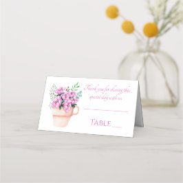 Tarjeta De Asiento Fiesta de casamiento de color de agua floral rosa 