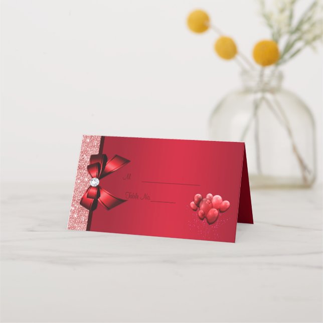 Tarjeta De Asiento Fiesta de cumpleaños de elegancia romántica (Anverso)