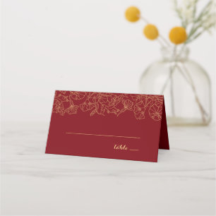 Tarjeta De Asiento Fiesta de cumpleaños de Red Gold Floral