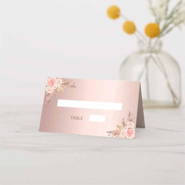 Tarjeta De Asiento Fiesta de cumpleaños pampas flor de rosa de hierba (Anverso)