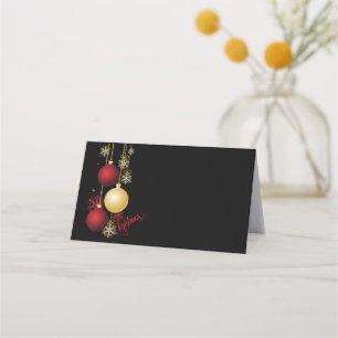 Tarjeta De Asiento Fiesta de Navidades negros, dorados y rojos
