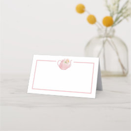 Tarjeta De Asiento Fiesta de té con sabor rosado Chica Baby Shower Bl