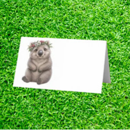 Tarjeta De Asiento Fiesta de Wombat con Acuarelas