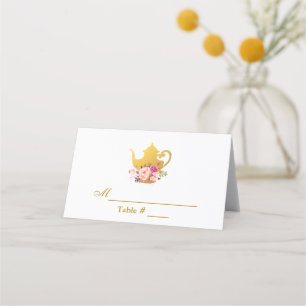 Tarjeta De Asiento Fiesta Floral Oro Rosa Bridal Ducha Tea
