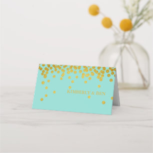 Tarjeta De Asiento Fiesta verde azulado Blue & Gold Shower