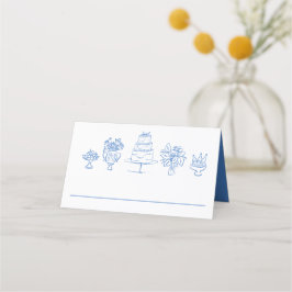 Tarjeta De Asiento Fiestas de Boda Garabatos Elegantes Dibujados a Ma