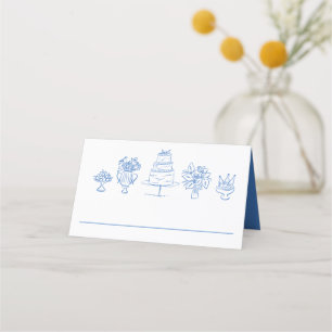 Tarjeta De Asiento Fiestas de Boda Garabatos Elegantes Dibujados a Ma
