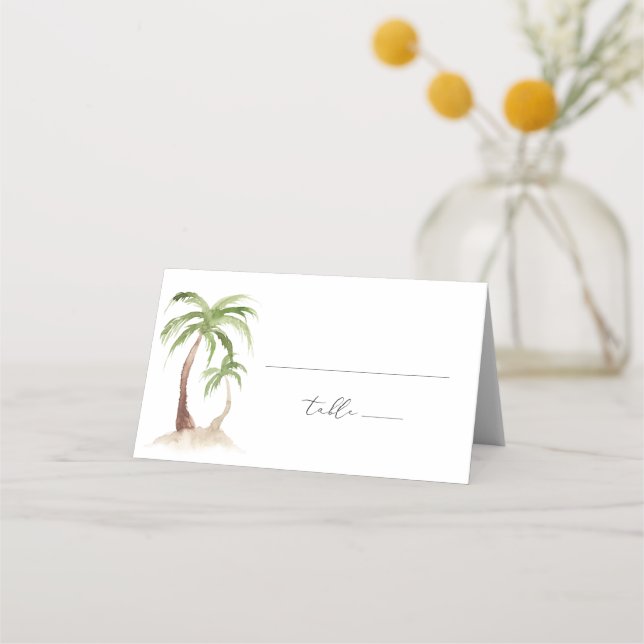 Tarjeta De Asiento FIONA Palm Tree Beach Tropical Place Card (Anverso)