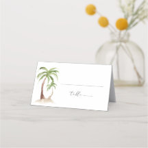 FIONA Palm Tree Beach Tropical Place Card