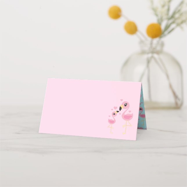 Tarjeta De Asiento Flamingo Baby Shower Cute Tropical (Anverso)
