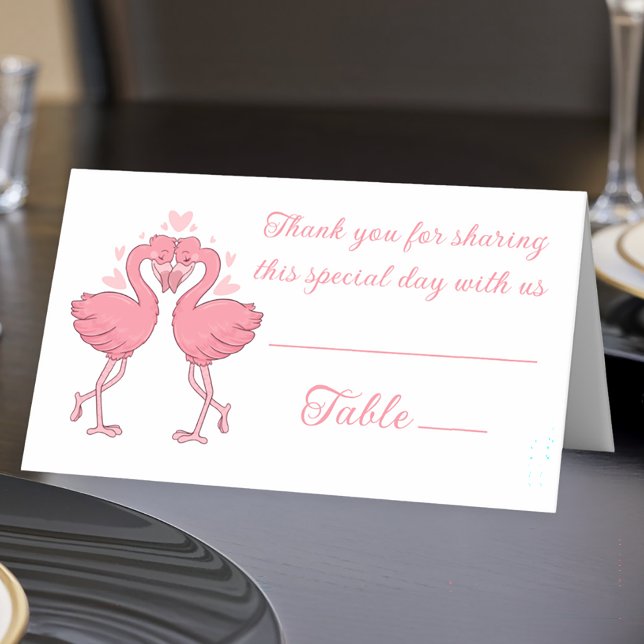 Tarjeta De Asiento Flamingo Pink Tropical Beach Wedding Escort (Subido por el creador)