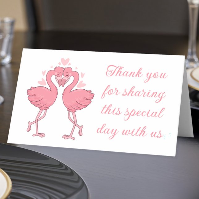 Tarjeta De Asiento Flamingo Pink Tropical Beach Wedding Thank You (Subido por el creador)