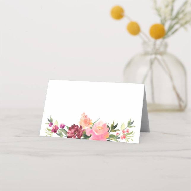 Tarjeta De Asiento Flor acuarela boda chino (Anverso)