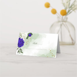 Tarjeta De Asiento flor azul y blanca real