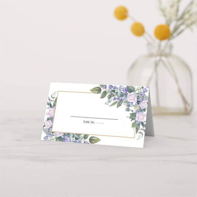 Tarjeta De Asiento Flor blanca azul (Anverso)