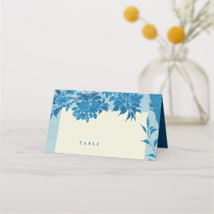 Tarjeta De Asiento Flor de cerezo azul japonés antiguo en blanco
