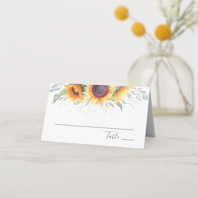 Tarjeta De Asiento Flor de girasol | Boda floral (Anverso)
