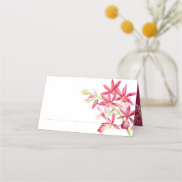 Tarjeta De Asiento Flor de orquídea roja boda acuarela