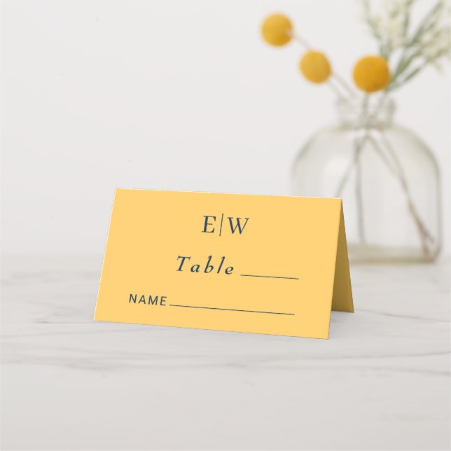Tarjeta De Asiento Flor de rayo simple elegante con Boda monograma (Anverso)