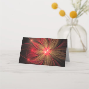 Tarjeta De Asiento Flor fractal de fanatismo rojo