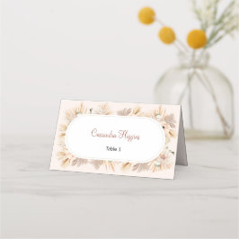 Tarjeta De Asiento Flor Oval Arco Neutral Limpio Asientos Nombre Invi