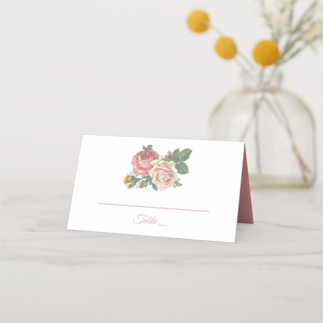 Tarjeta De Asiento Flor rosa rosa rosa floral Boda, Partido de compro (Anverso)